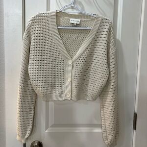 Freshman Cream Knit Button-Up Cardigan